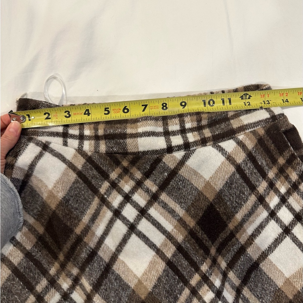 Plaid A-Line Skirt - Brown and Cream - Picture 3 of 8
